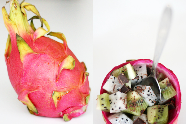 Frugtsalat med dragefrugt og kiwi