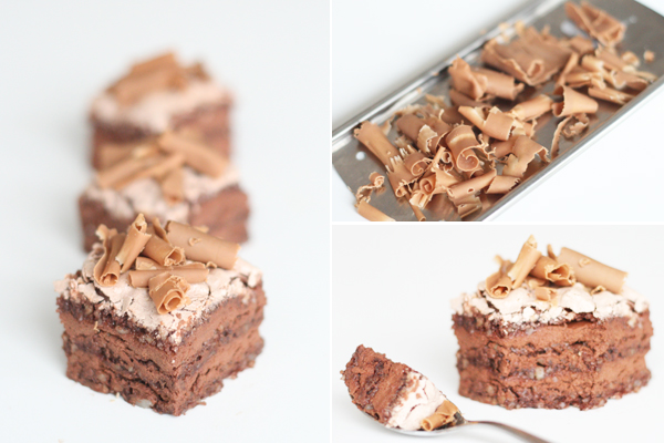 Chokoladefragilite med vandmousse og mandelbunde