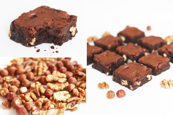 Brownies med kaffe, mørk chokolade og nødder